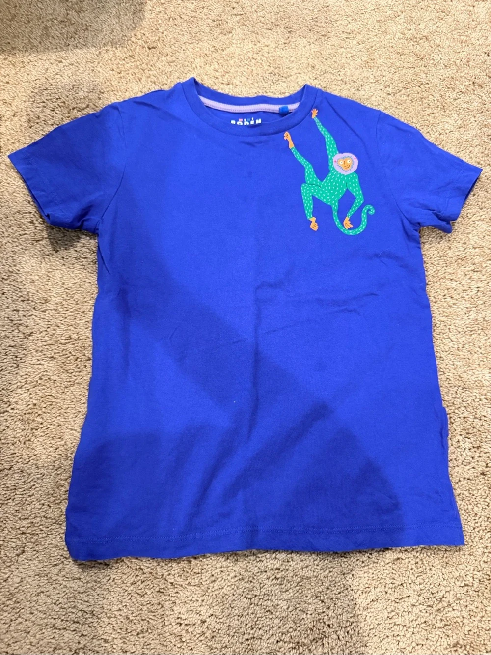 Mini Boden Blue Top and Green Animal Patch Shorts